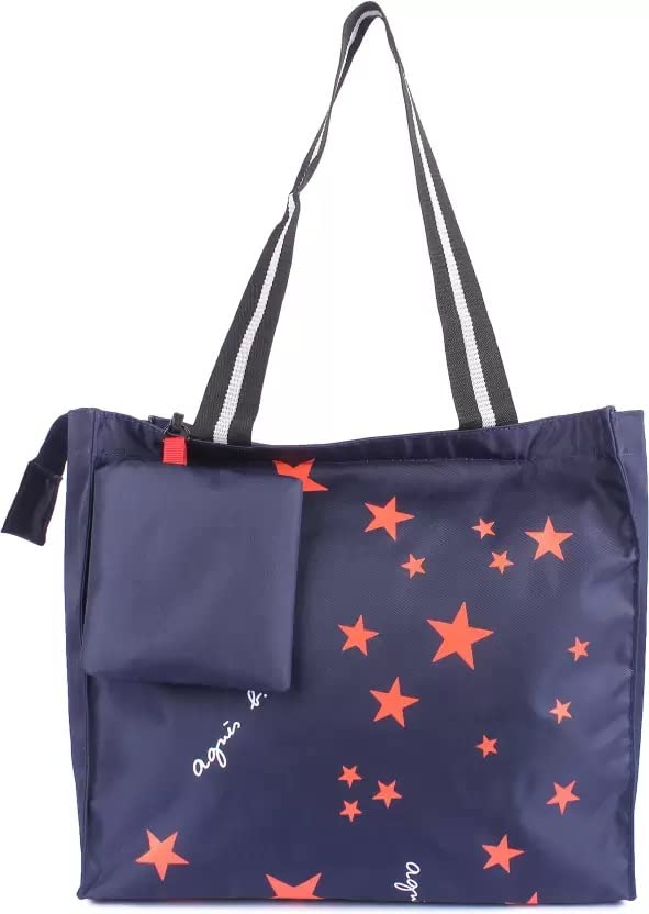 Sardarji toy shop Stylish Navy Blue Stars Women's Polyester Printed travel Bag Hand Bag, Shopping Mall Shoulder Luggage Bag Size: 35 * 32 * 12.5cm