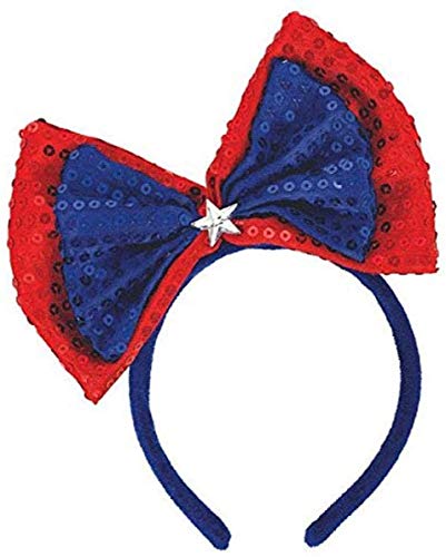 Amscan 393805 Headware Red and Blue Sequined Bow Headband