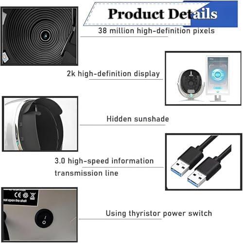 AI Skin Analyzer Machine - 3D Facial Analysis with 8 Spectra, 5 Dimensions & 14 Indicators for Skin Problem Detection - Multilingual Support - 21.5" Black