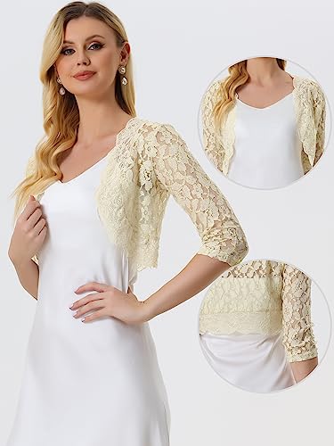 Allegra K Bolero Shrug Top for Women's Sheer Sequin Lace Crop Cardigan2