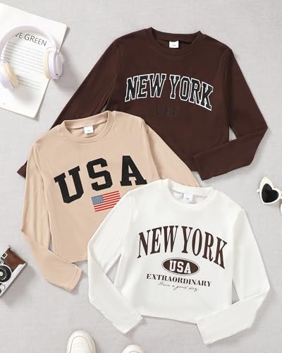 Girls Long Sleeve T Shirts Pack Tween Kids Fall Winter Outfits Teen Clothes Girl Tee Tops2