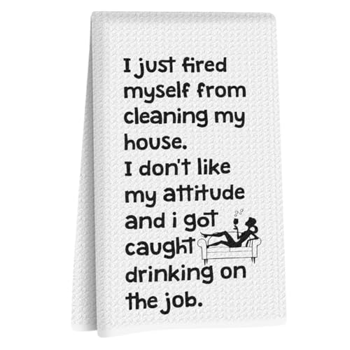 Image of Hanamiya Na Funny Kitchen Towels 24x14 Inch, Sarcastic Sayings Reusable Dish Towels for Kitchen Bathroom Decor, Waffle Weave Absorbent Hand Cloth Tea Towel, Funny Gifts for Women Mom Friend