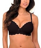 MIERSIDE Damen Sexy Größer Größen Unterwäsche Lace BH (65H, Schwarz)