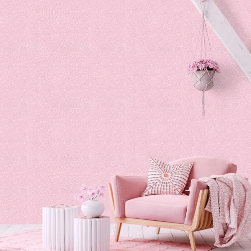 Image of 16 inch X 118 inch Pink Wallpaper Embossed Self Adhesive Peel and Stick Removable Home Decorative Vinyl Film Cabinet Furniture Countertop Solid Color Shelf Paper Silk