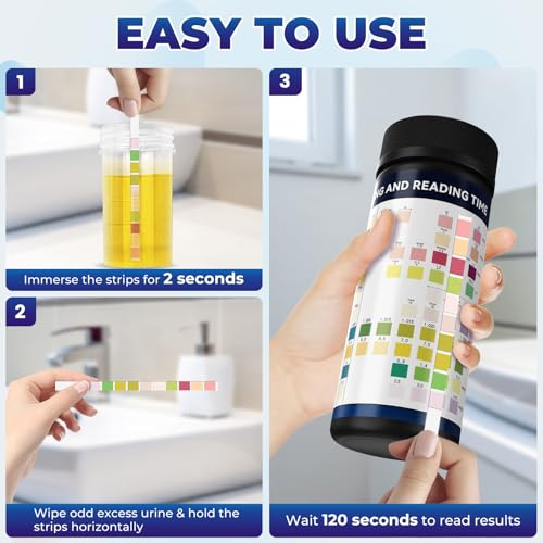 NewPos Urine Test Strips for Urinalysis: 10-in-1 125 CT Urinalysis Test Strips Full Panel for UTI Nitrite Leukocytes pH Protein Kidney & Liver Function at Home