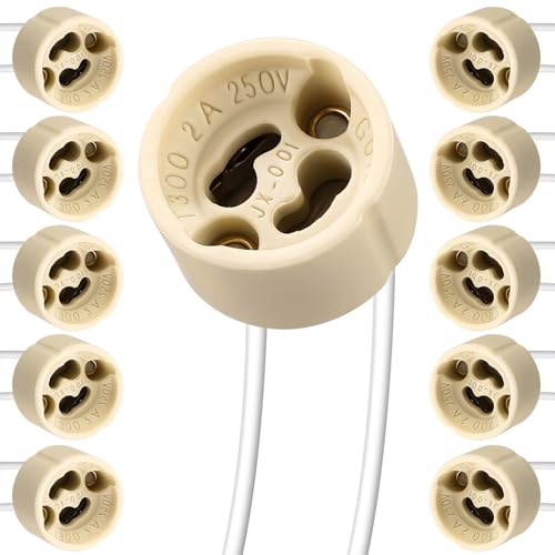 Casquillo GU10 Juego de 24 Piezas, Casquillo de 15 CM de Cerámica Resistente al Calor, con Cable de Silicona de Alta Calidad, para Lámparas Halógenas, Lámparas LED, Lámparas Incandescentes