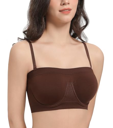 Image of Lemorosy Women's Invisible Seamless Non-Padded Underwire Bandeau Multiway T-Shirt Bra