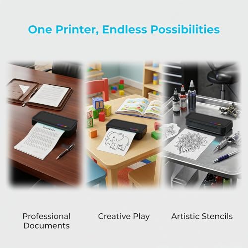 Image of X9 Portable Thermal Printer, Inkless Wireless Printer with 3PCS Roll Paper- 200DPI Clarity - Supports A4 /Roll /Label /Tattoo Paper