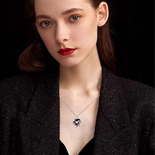 S925 Sterling Silver Skull Pendant Necklace Heart Shaped Black Crystal Necklace Gothic Jewlery Gifts2