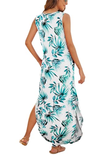 Image of Hount Women's Casual Summer Sleeveless Dress Loose Split Maxi Dresses with Pockets