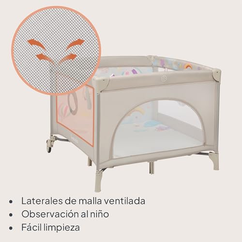 lionelo Parque Infantil 2 en 1 y Cuna de Viaje Mille Plus hasta 15 kg, de 0 a 36 Meses, Entrada Lateral, Colchón 3D, 2 Ruedas con Freno, Plegable, Bolsa de Transporte incluida - imagen 7