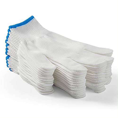 MARMODAY Weißer Baumwoll-Fäustling, handfeuchtigkeitsspendend, Fäustlinge, Strick-Muschel-Schutz, Arbeits-Fäustlinge, groß, 12 Stück Cover