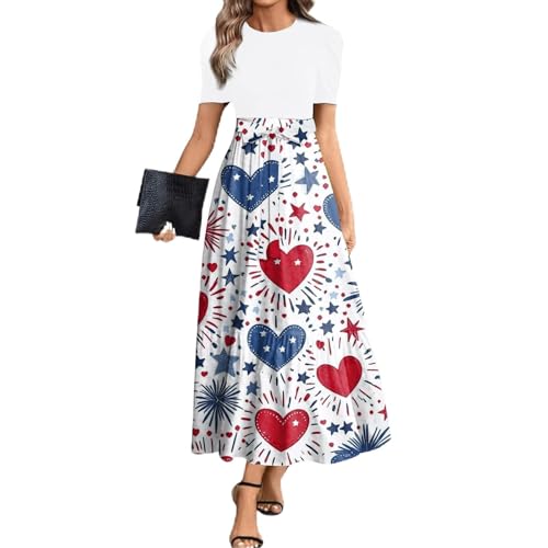 USA Dress Graphic Maternity Fashion Short Sleeve Stars Stripe Dressy Lounge Patriotic USA Flag 4th of July Outfit Vestidos De Verano para Mujer 2025