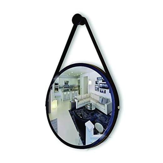 Reduna ESPELHO REDONDO ADNET 400MM PRETO ALÇA PRETA + SUPORTE