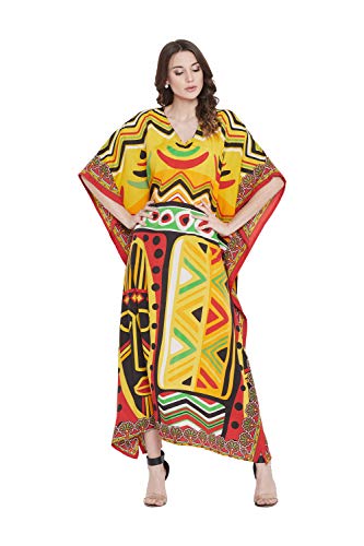 Image of Oussum Women Plus Size Kaftan Kimono Loose Maxi summer dresses for women Beach 3 /4 Sleeve Casual lounge dress Boho