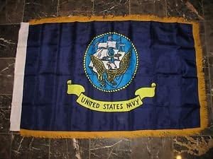3X5 U.S. Navy Emblem Nylon Sleeve With Gold Fringe Flag 3'X5'