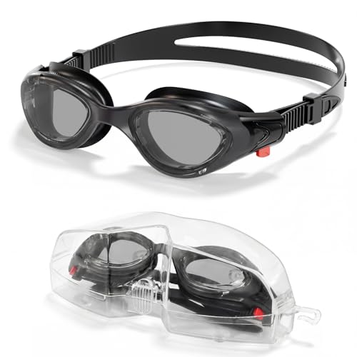 Aegend Swim Goggles, No-Leaking Anti-Fog Swimming Goggles for Adult Men Women (Black & Dark Black)