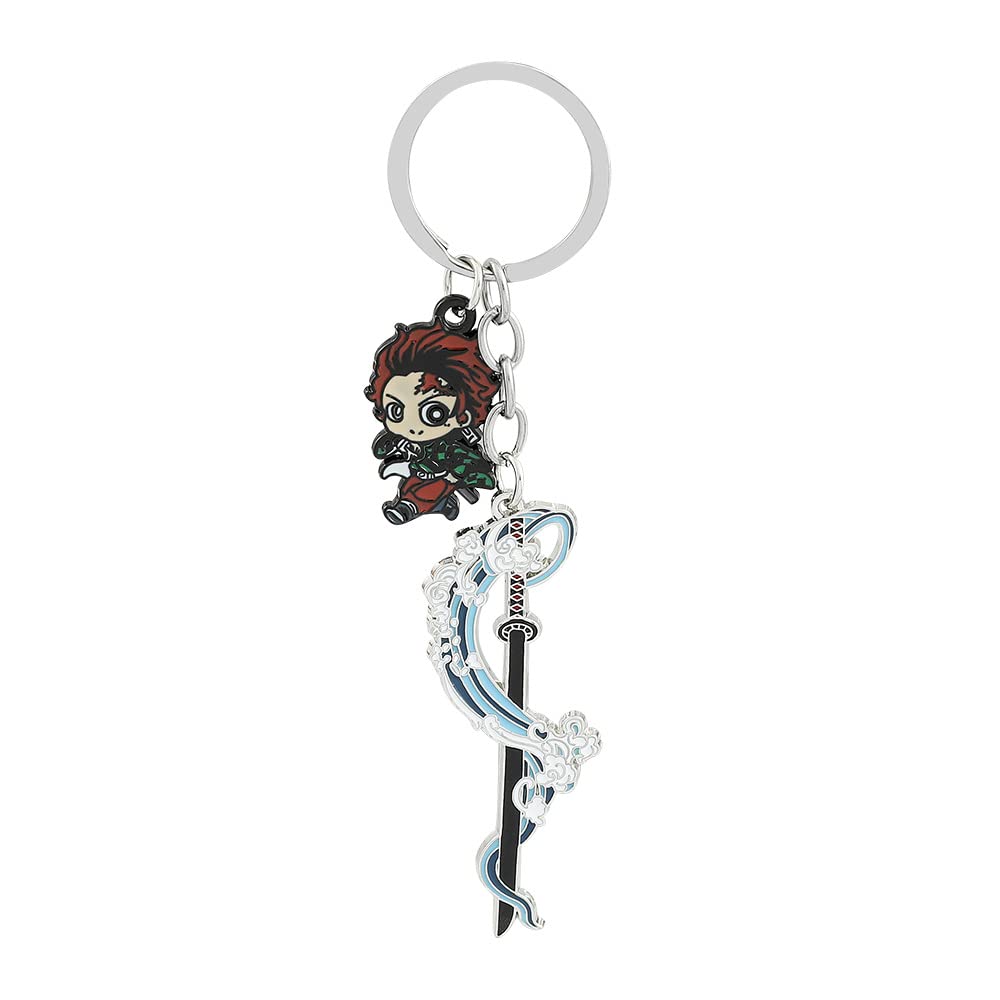Anime Slayer Keychains, Fun Cartoon Keyring Jewelry Gift for Men and Women Tanjiro