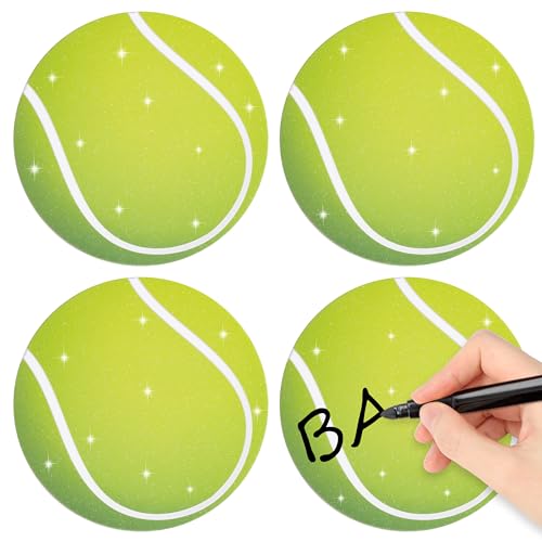 Glitter Tennis Cutouts- 100Pcs Sport Ball Cut Outs Bulletin Board Tennis Ball Shape DIY Paper Cuts Party Decorations for Kids Teenagers Men Sports Birthday Baby Shower Party Favor Home Game Day Decors