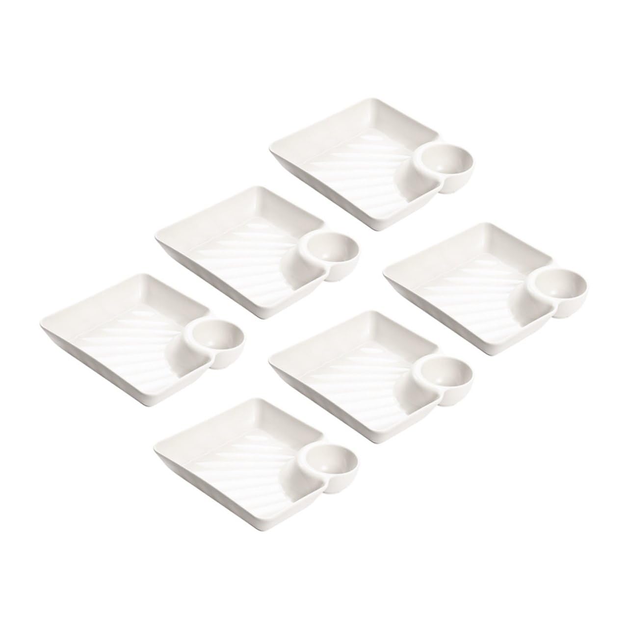 BESPORTBLE Set 6 Pezzi Piatti Portata Divisibili in Pp Bianco per Antipasti con Scomparto per Salsa, Facili da Pulire e Riutilizzabili per Cucina Domestica
