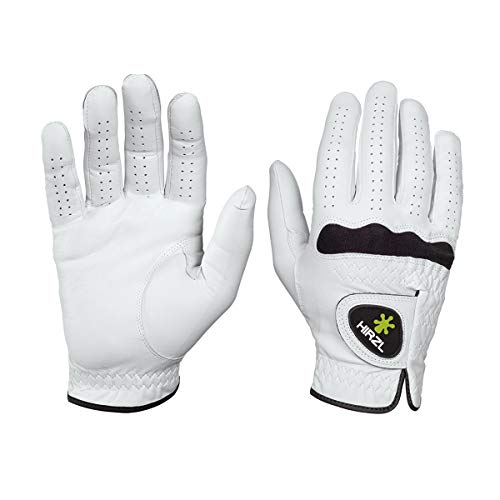 HIRZL Soffft Flex Men's Golf Gloves, White, Premium, Tour Fit, High Performance, Soft, Durable, Comfortable, Platinum Cabretta Leather, Sweat Resistant, Water Absorbing, Worn on Right Hand, Small