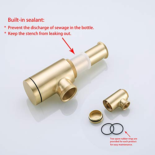 RANDOM Brass Contemporary Round Bottle P Trap 1 1/4,Basin Sink Waste