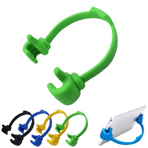 Thumbs-up Support de téléphone portable, réglable en silicone, support de bureau portable pour cuisine, voyage, cadeau amusant pour femme et homme, gadget cool (vert)