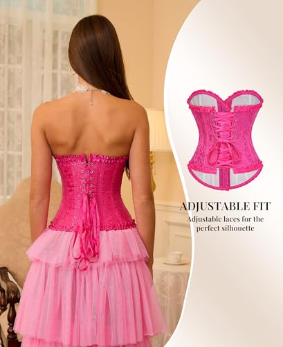 Image of SZIVYSHI Corset Tops for Women, Bustier Shapewear Lingerie, Lace Waist Push Up Bodysuit