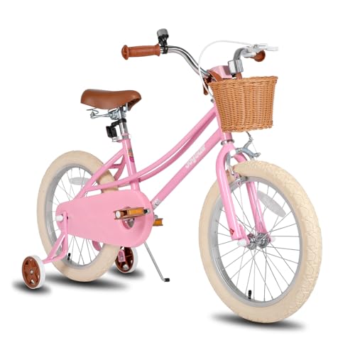 JOYSTAR 18 inch Girls Bike Ages 5-8 Years Old Kids (43'-59' Tall), Kids Bike with Training Wheels & Basket, Kids' Bicycle Pink
