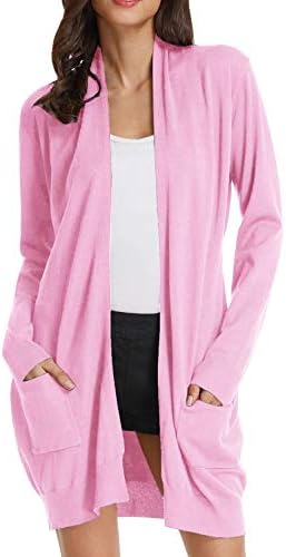 GRACE KARIN Women's Plus Size Long Sleeve Soft Knit Cardigan Sweater (3XL,Baby Pink)