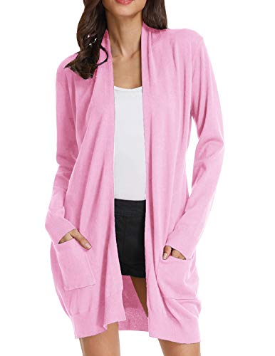 Grace Karin Women's Plus Size Long Sleeve Soft Knit Cardigan Sweater (3Xl,Baby Pink) #TOP2