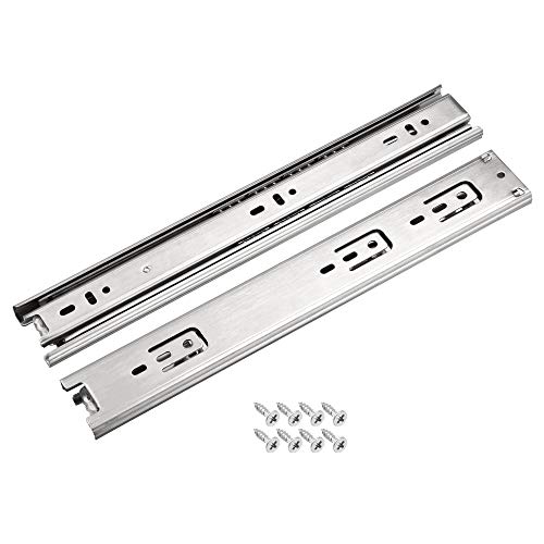 sourcing map Diapositivas de cajón de 11.8 pulgadas, extensión completa, rodamiento de bolas, riel de riel grueso de 45 mm de ancho, 3 secciones de capacidad de 45.4 kg, 1 par