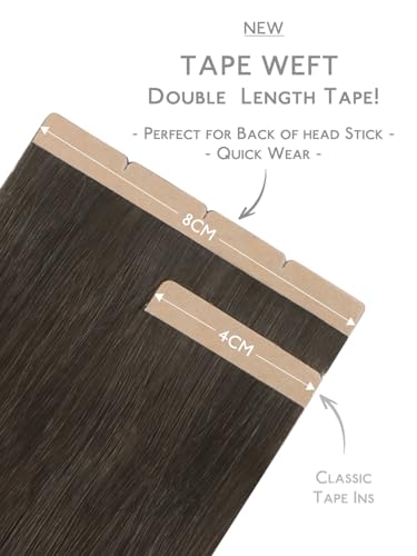 Image of WENNALIFE 3.15 inch Wide Tape in Hair Extensions Human Hair, Tape in Weft