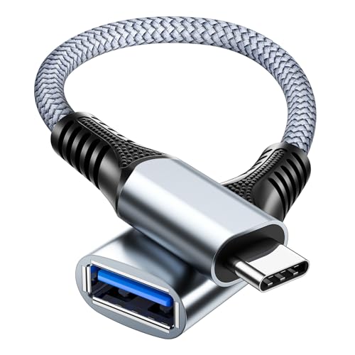 ANDTOBO Adaptateur USB C vers USB 3.0 OTG, USB C Mâle vers USB 3.0 Femelle OTG Câble Thunderbolt3 on The Go pour iPhone 16/15 Pro Max Plus, Samsung Galaxy S23/S22/S21/S20/S23 Ultra, MacBook Pro/Air
