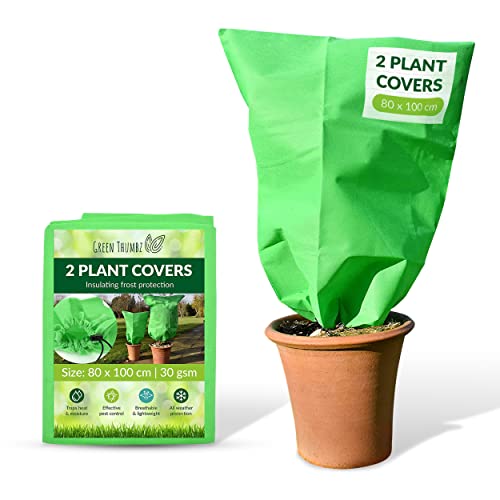 Green Thumbz Plant Fleece Frost Protection Jackets 80cm x 100cm - 2 Pack Plant Protection Covers - Plant Winter Protection Covers- Frost Covers for Outdoor Plants and Fruit Tree