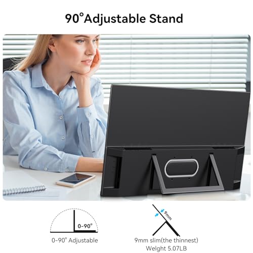Image of Prechen 21.5 Inch Portable Touchscreen Monitor, 1080P Computer Touch Screen w /VESA Stand Touch PC Display, 75Hz, Multi-Touch Monitor, DC HDMI & USBC for Phones PC Phone Business,Black
