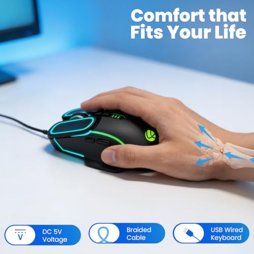 Image of LAPCARE Champ Voyager 7200 DPI Optical Sensor Gaming USB Mouse with Dazzling RGB Light | Marco 7G Keys | 5M Clicks | ABS Material | Rubber Oil + Laser Carving (Lgm 201)