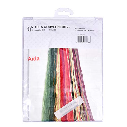 Thea Gouverneur Red Gladioli On Aida Counted Cross Stitch Kit-8-inch x 34.5-inch 18 Count - Image 4