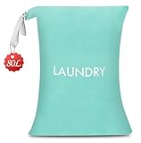 WiseBoy Laundry Bag, 23.6x35 inch Oversized Laundry Bags, Travel Laundry Bag Dirty Clothes Organizer, Nylon Wet Dry Storage Bag for College Dorm, Camping, Caravan, Blue