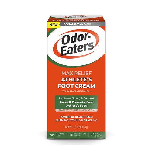 Odor-Eaters Athlete’s Foot Cream, Cures & Prevents Most Athlete’s Foot, 30g | Starts working immediately, powerful relief from burning, itching, cracking, neutralizes odor of stinky feet, fresh scent