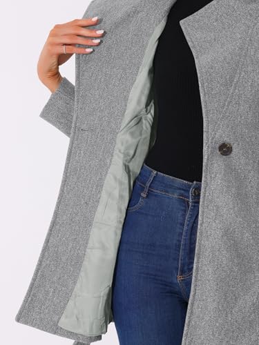 Image of Allegra K Women's Winter Elegant Stand Collar Overcoat Long Belted Pea Coat