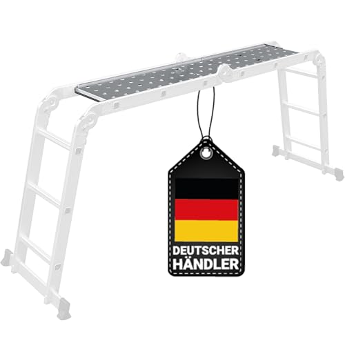 𝐂𝐑𝐀𝐅𝐓𝐅𝐔𝐋𝐋 Arbeitsplattform für Mehrzweckleiter CF-104A | 𝟑 𝐉𝐀𝐇𝐑𝐄 𝐆𝐀𝐑𝐀𝐍𝐓𝐈𝐄 - 145 x 30 x 3 cm - Leiter - Stehleiter - Gelenkleiter - Leitergerüst (Plattform 4x3 Sprossen)