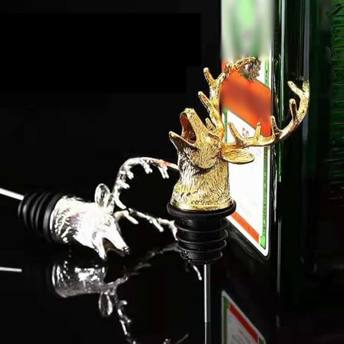 Image of Gold Deer Head Elegant Liquor Bottle Pourer, Ideal for Home Dining, Parties and Gifting
