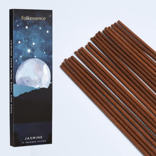 Folkulture Jasmine Incense Sticks - Pack Of 75 Insenses For A Positive Aura, Slow Burning Incense Matches - Natural And Non -Toxic, Organic And Slow Burning Inscents (Jasmine) #TOP4