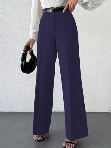 Image of Shasmi Women's Trousers | High-Waisted Silhouette with Elegant Pleated Front | Functional Side Pockets | Secure Button Closure | Perfect for Both Office and Casual wear | Elegant Style (171)