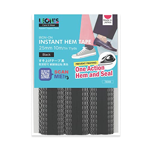 LEONIS LEONISIron-on Instant Hem Tape 25mm x 10m (1 inch x 11 yds) Black [ 78006 ]