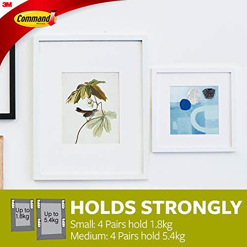 Command Picture Hanging Strips, Value Pack, White - 4 Pairs of Small (8 Strips), 8 Pairs of Medium (16 Strips) - for Pictures, Frames, Mirrors, Wall Decor - Damage Free Hanging