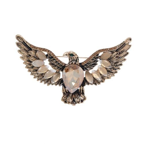 Image of Rhinestone Eagle Bird Brooch Pin for Women Men Vintage Teardrop Green Crystal Eye Flying Animal Brooches Lapel Elegant Hat Bag Suit Costume Accessories Jewelry Father Friend