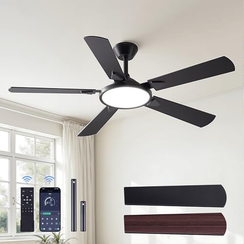 OJX Ceiling Fans with Lights, 52 inch Ceiling fan with Light and Remote/APP Control, 3CCT, Quiet DC...