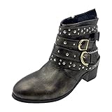 🌸 Botas de Altura Tobillo con Suela Goma Cuero Artificial para Mujer Botines Otoño Vintage Cordones Zapatos cómodas tacón Plano Cremallera Bota Corta Nieve Impermeable Venta De Imitación, A Prueba Agua Invierno La Vendimia Pisos Las Mujeres Cómodas Apoyo el Arco Ocasionales Impermeables Planas Casuales Caminar Antideslizantes al Aire Libre Tamaño EU 35-43